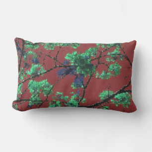 Coussin Rectangle Tissu Floral, Rouge