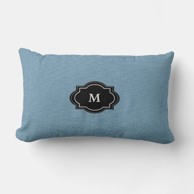Coussin Rectangle Toile de jute bleue rustique chic moderne de faux (Recto)