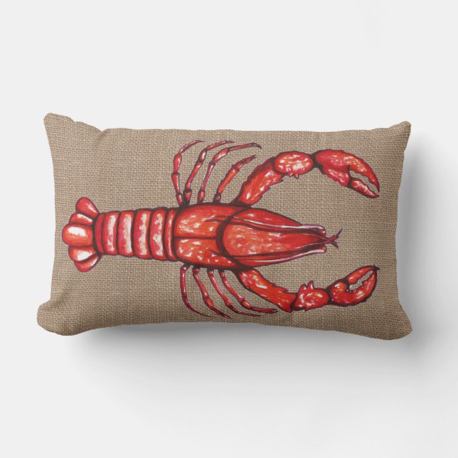 Coussin Rectangle Toile de jute de Faux d'écrevisses de la Louisiane (Recto)