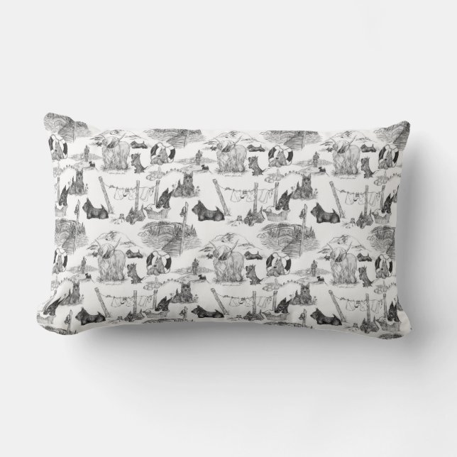 Coussin Rectangle Toile noire de Terrier en ÉCOSSE (Recto)