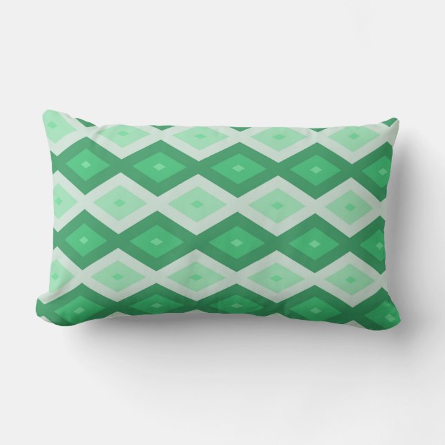 Coussin Rectangle Tons de motif diamant vert (Recto)