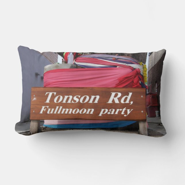 Coussin Rectangle Tonson Rd. Fête de la lune, Koh Phangan, Thaïlande (Recto)