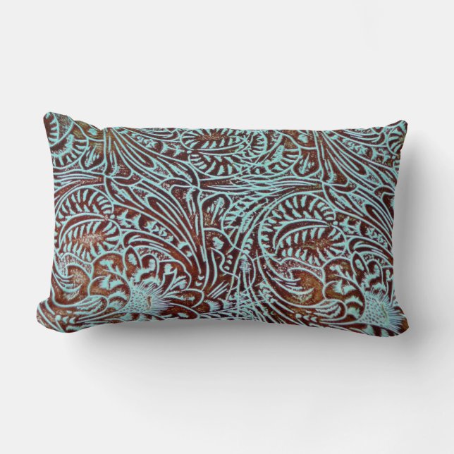 Coussin Rectangle Toolin dans Teal (brun de retour) (Recto)