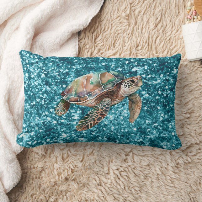 Coussin Rectangle Tortue verte turquoise (Couverture)