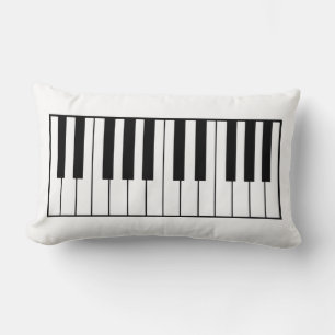 Coussin Rectangle touches de piano en noir et blanc