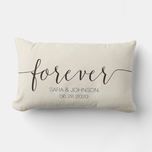 Coussin Rectangle TOUJOURS, Cadeau Mariage personnalisé (Recto)