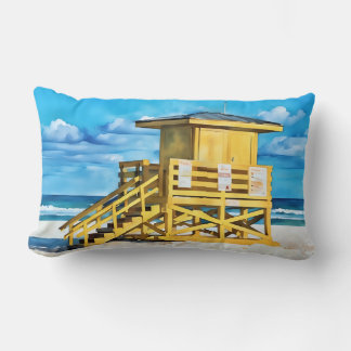 Coussin Rectangle Tour de sauvetage jaune de la plage de Siesta Key