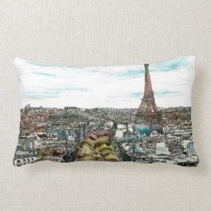 Coussin Rectangle Tour Eiffel vintage des destinations   dans la vue