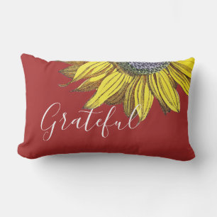 Coussin Rectangle Tournesol gracieux sur Auburn Red