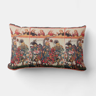 COUSSIN RECTANGLE TOURNOI MÉDIÉVAL, COMBATTRE DES CHEVALIERS ET DES