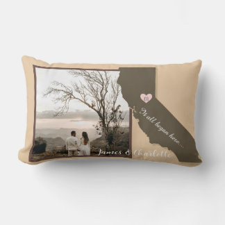 Coussin Rectangle Tout a commencé ici, Californie, Coeur photo