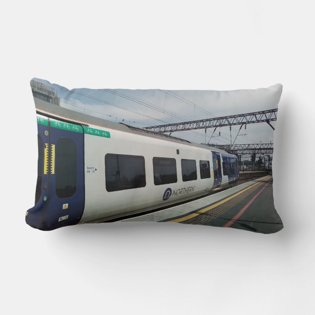 Coussin Rectangle Train bleu et blanc (Recto)