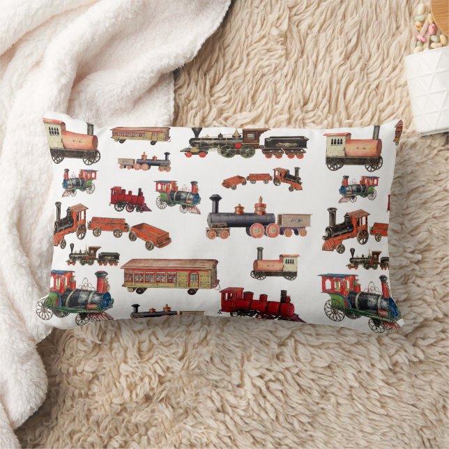 Coussin Rectangle Train Jouet vintage Motif Trains colorés (Couverture)