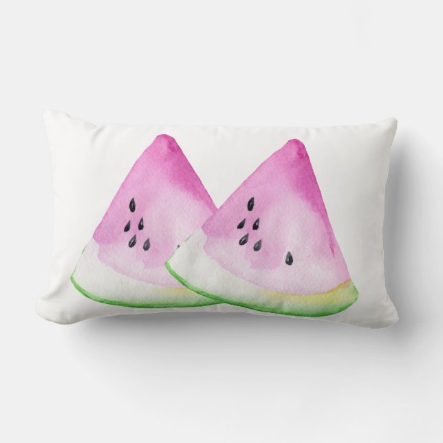 Coussin Rectangle Tranches de pastèque à l'aquarelle en été Accent (Recto)