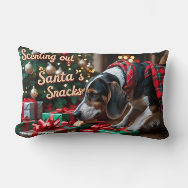 Coussin Rectangle Treeing Walker Coonhound Festive Noël (Recto)