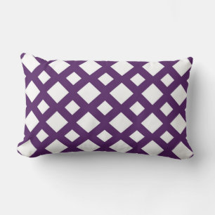 Coussin Rectangle treillis pourpre sur blanc