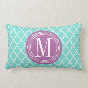 Coussin Rectangle Trellis marocain de tuiles d'Aqua personnalisé