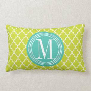 Coussin Rectangle Trellis marocain de tuiles de vert de chaux