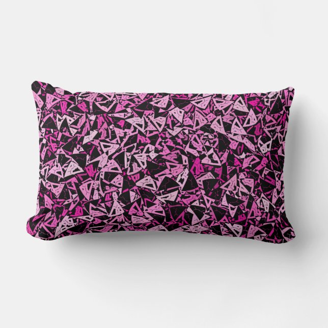 Coussin Rectangle Triangle noir rose Motif sans couture (Recto)