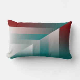 Coussin Rectangle triangles gris bordeaux turquoise