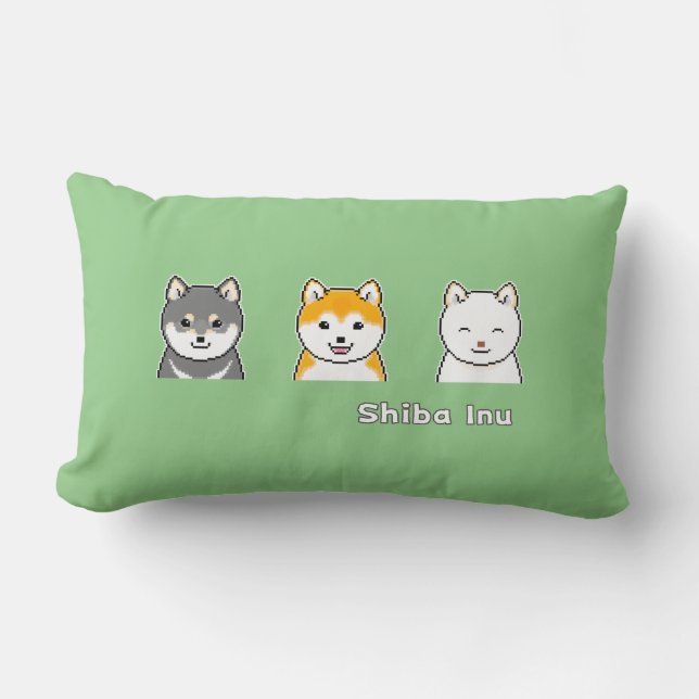 Coussin Rectangle Trois Inus Shiba Avec Différentes Couleurs De Mant (Recto)