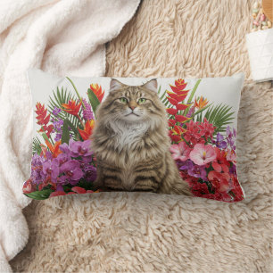 Coussin Rectangle Tropical Cat Art Lumbar Design Coussin.