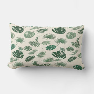 Coussin Rectangle Tropical Monstera Palm Leaves Green Botanical