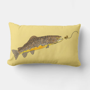 Coussin Rectangle Truite Brown de pêche de mouche