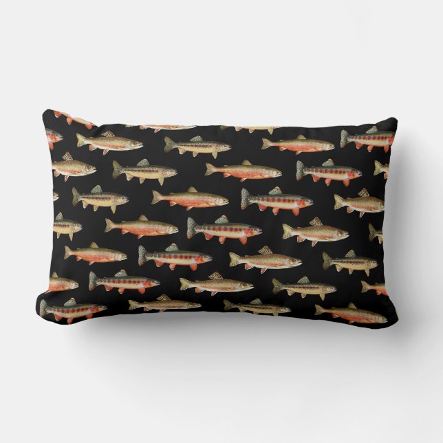 Coussin Rectangle Truite Galore Noir (Recto)