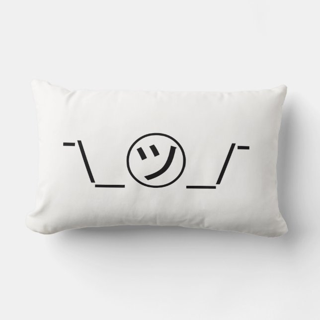 Coussin Rectangle Tsu Kana Shrug Emoticon -\_ ㋡_/+Japonais Kaomoji (Recto)
