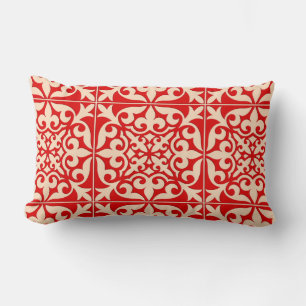 Coussin Rectangle Tuiles marocaines - corail orange et pêche