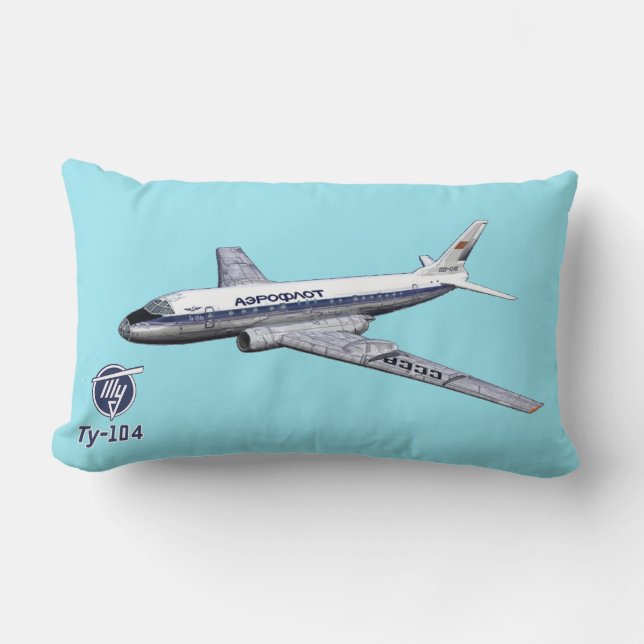 Coussin Rectangle Tupolev (Т у п л о в) Tu-104 Airliner (Recto)
