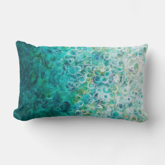 Coussin Rectangle Turquoise Blanc Abstrait Cercles Peinture Ombre Co