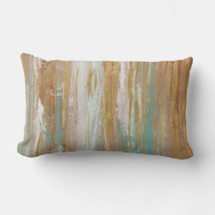 Coussin Rectangle Turquoise, blanc, rouge ocre et or Abstrait