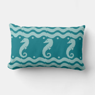 Coussin Rectangle turquoise bleu poudre SEAHORSE