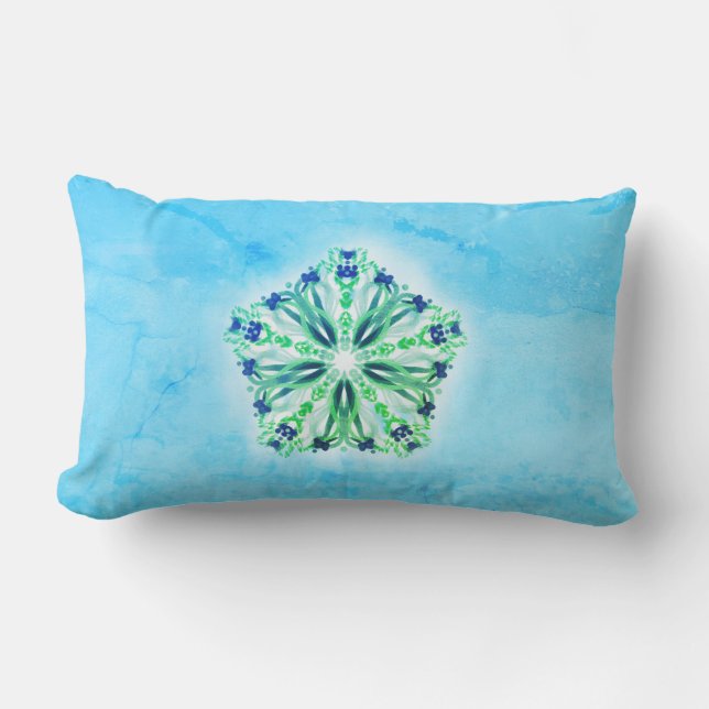 Coussin Rectangle Turquoise de *~* verte et mandala d'étoile (Recto)