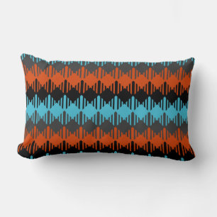 Coussin Rectangle Turquoise orange et noir géométrique