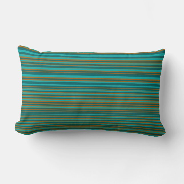 Coussin Rectangle Turquoise & Orange Simple Stripes Modernes (Recto)