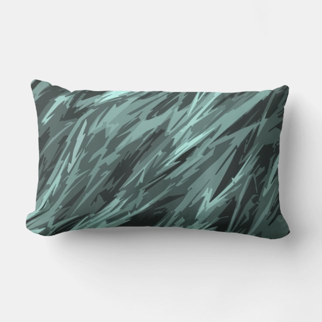 Coussin Rectangle Turquoise Vert Bleu Noir Abstrait Motif (Recto)