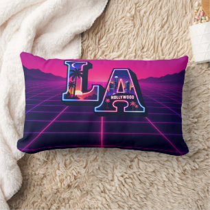 Coussin Rectangle Typographie Art néon de style Californie des année