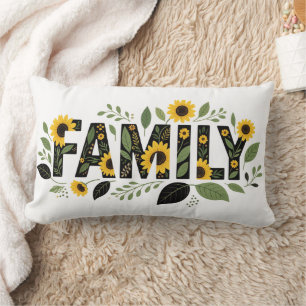 Coussin Rectangle Typographie de famille florale Boho esthétique