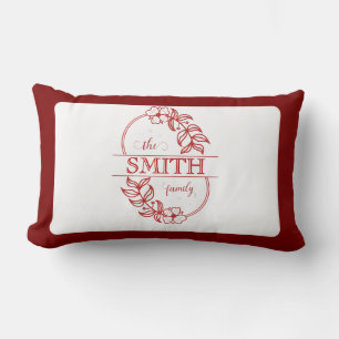 Coussin Rectangle Typographie de famille personnalisée burgundy flor