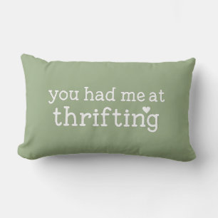 Coussin Rectangle Typographie Rétro Vert Sauge & Cœur 