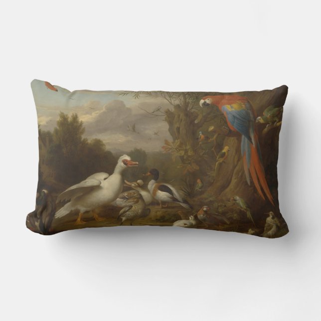 Coussin Rectangle Un canard macaw Parrots et autres oiseaux dans un  (Recto)