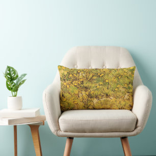 Coussin Rectangle Un champ de fleurs jaunes par Vincent van Gogh