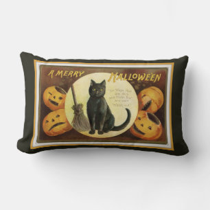 Coussin Rectangle Un joyeux chat noir d'Halloween et noir Citrouille
