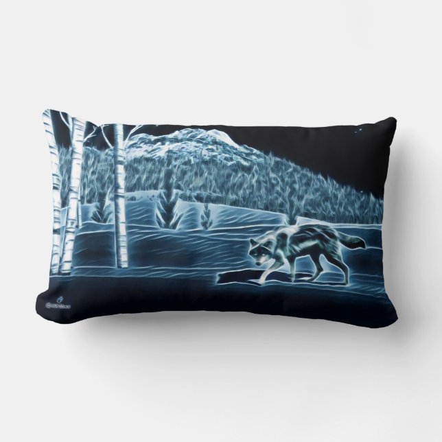 Coussin Rectangle Un Loup Sur Neige (Recto)