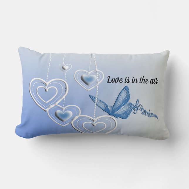 Coussin Rectangle Un papillon et des coeurs (Recto)
