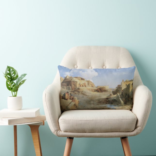 Coussin Rectangle Un Pueblo indien, Laguna, Nouveau-Mexique par Mora (Chaise)