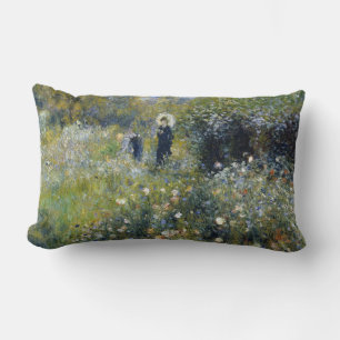Coussin Rectangle Une femme avec un parasol dans un jardin par Augus